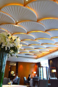 Luxurious gypsum decorations suspended from the ceiling
