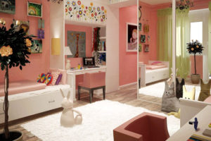 Girls bedroom design in subtle color