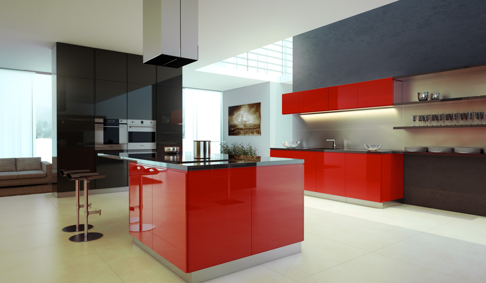 Red kitchen 2 bold colors ... 2016 kitchen design trends
