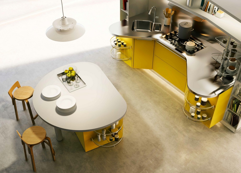 Yellow kitchen 2 bold colors ... Fashionable kitchen designs 2016