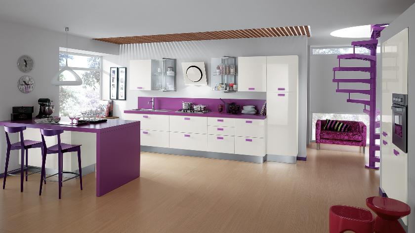 Purple kitchen 2 bold colors ... Fashionable kitchen designs 2016