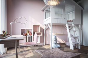 Girls bedroom design for adventure lovers with fun and childish décor