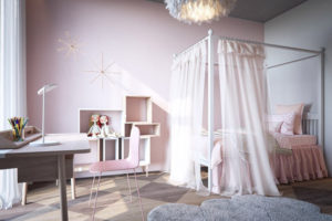 The pink or pink color in girls' room decorations is a basic color in most designs