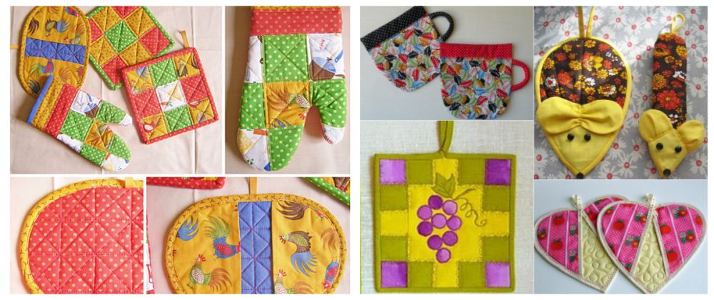 Fabric potholders - Examples of work and sewing patterns