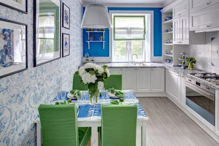 Gzhel style kitchen interior: 50 best design photos
