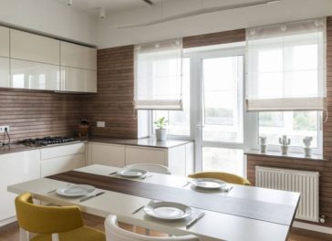Kitchen design with access to the balcony (52 photos of interiors)