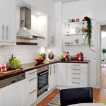 White kitchen with wood countertop: 50+ combination examples