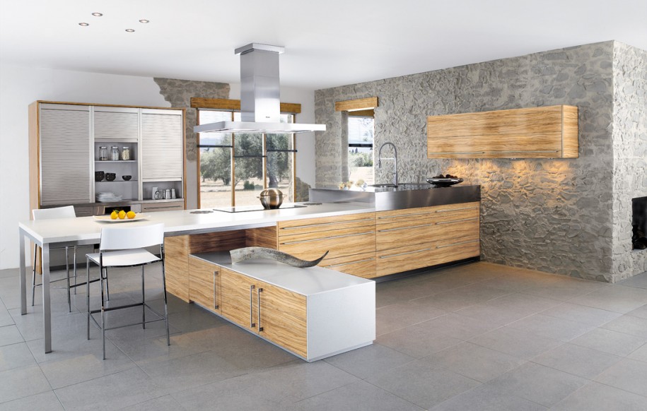Kitchen with stone walls 2 stone walls .. A touch of luxury and distinction in the kitchen