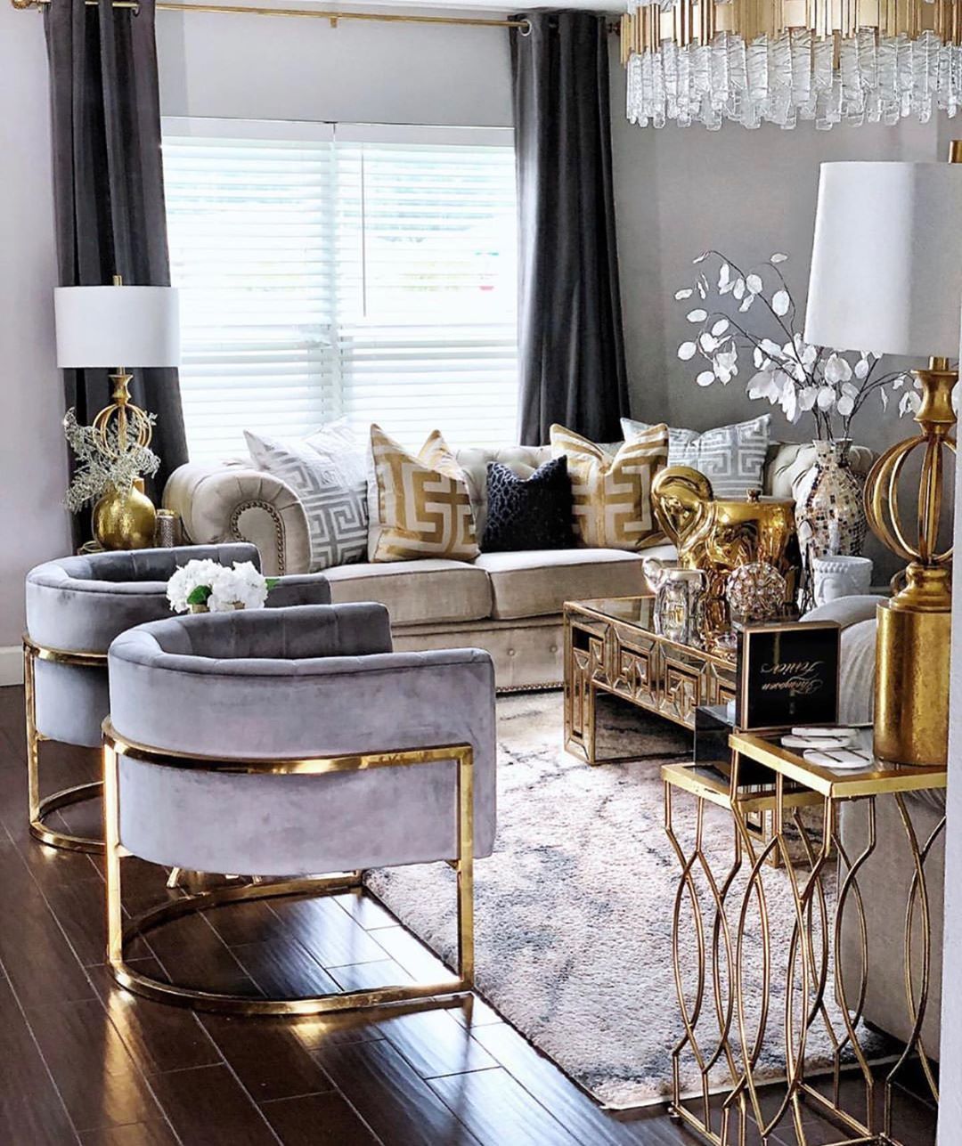 living room decor luxury decorating interior gold modern inspiration rooms designs small glam lovely elegant decoration house livingroom whatsapp formal