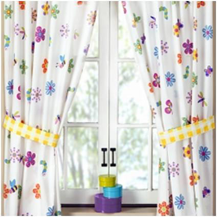 Kitchen curtains in bright colors